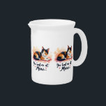 Calico Cat You Had Me at Meow Watercolor Art Beverage Pitcher<br><div class="desc">Celebrate your love for felines with this charming calico cat art featuring a sweet and serene kitten resting gracefully against a dreamy pastel splash background. The phrase "You had me at Meow" adds playful warmth, making this cute cat illustration perfect for cat lovers and anyone enchanted by whimsical cat artwork....</div>