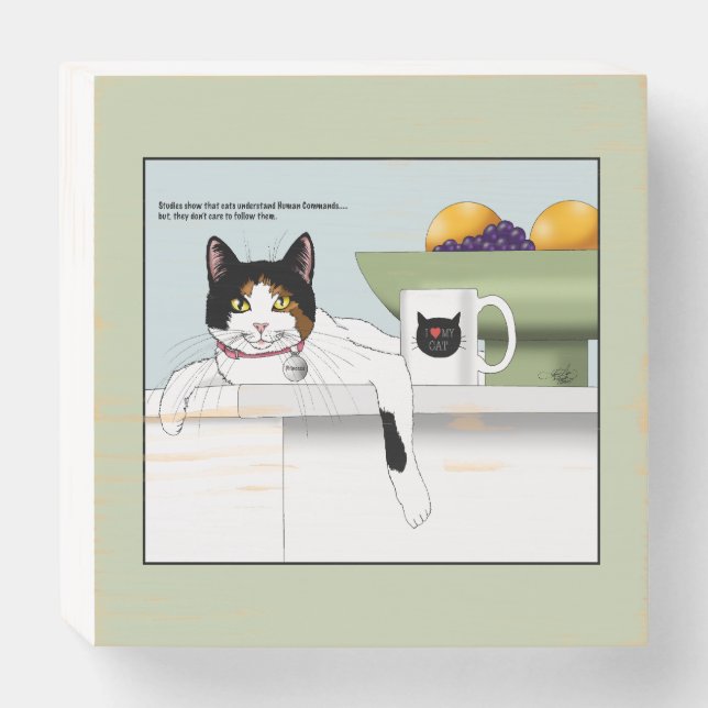 Calico Catitude Cat Kitchen Wooden Box Sign (Front Horizontal)