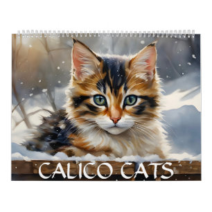 Calico Cats Watercolor Art 12-Month 2025 Calendar
