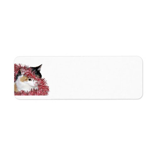 Calico Christmas kitty Label