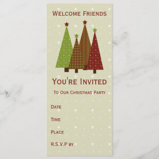 Calico Christmas Trees Party Invitation