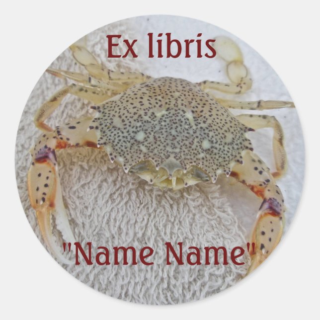 Calico Crab Ex libris Book Sticker for Customizing (Front)