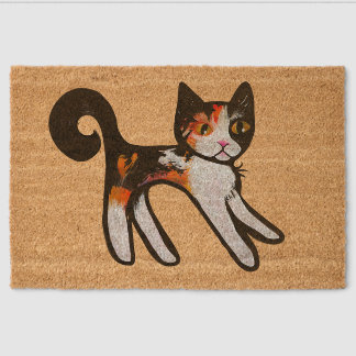 Calico Crazy Cat Fiber Doormat