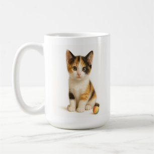 Calico Curiosity – Kitten with Color Pop Ball Coffee Mug
