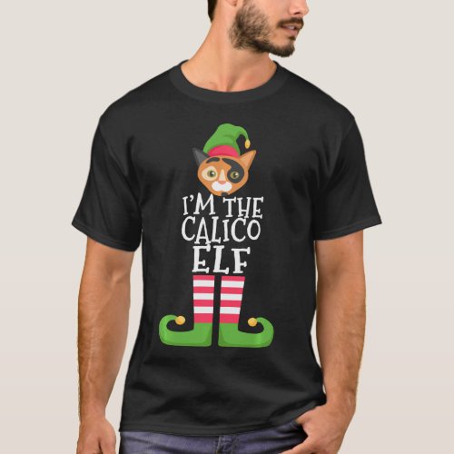 Calico Elf Cat s Family Matching Christmas Pajama T_Shirt