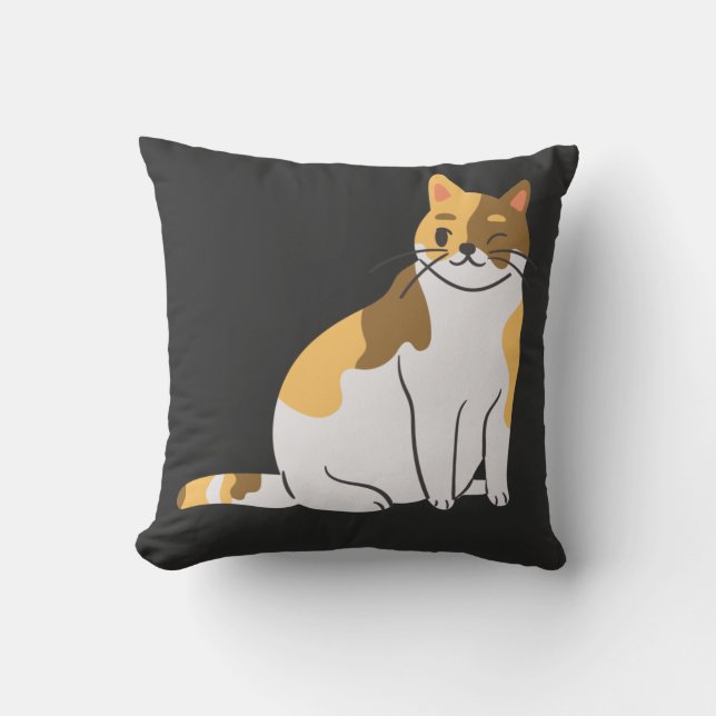 Calico Essential,Calico Portrait,Cute Calico Cat T Throw Pillow (Front)