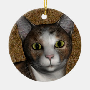 Calico Face Ceramic Ornament