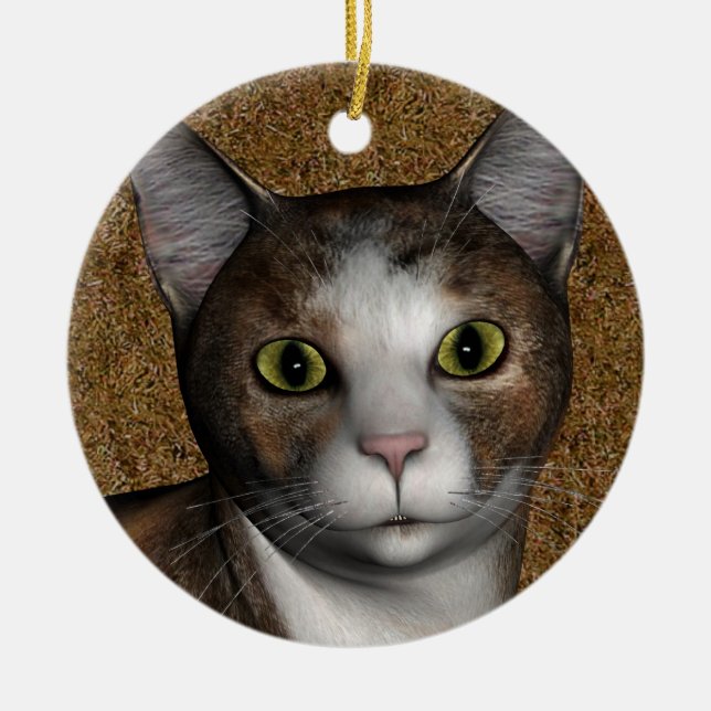 Calico Face Ceramic Ornament (Front)