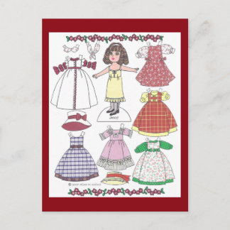 Calico Girl Jenny Paper Doll Postcard