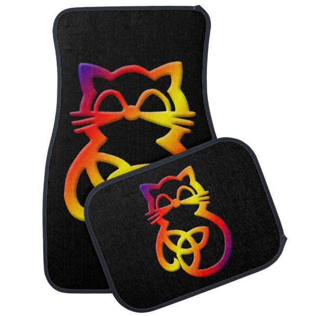 Calico Gradient Trinity Knot Celtic Cat Car Floor Mat (Set)