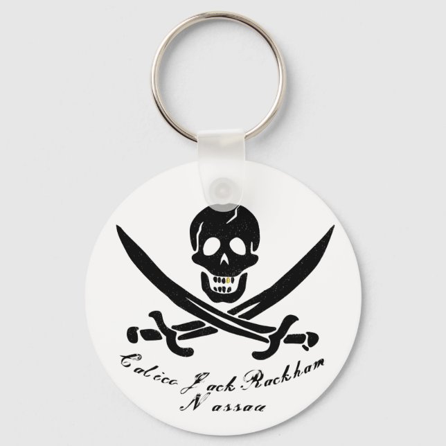 Calico Jack Nassau Pirate Flag Jolly Roger  Keychain (Front)