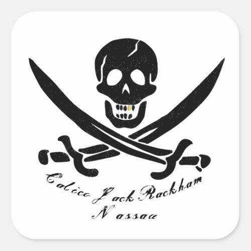 Calico Jack Nassau Pirate Flag Jolly Roger  Square Sticker