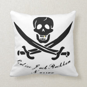 Calico Jack Nassau Pirate Flag Jolly Roger Throw Pillow