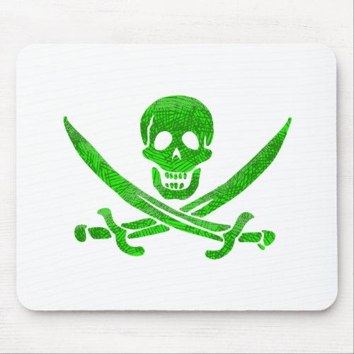 Calico Jack Pirate Flag Distressed Green Mouse Pad