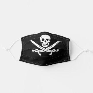 Calico Jack Pirate Skull & Crossbones Black Adult Cloth Face Mask