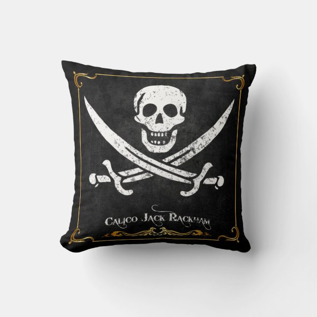 Calico Jack Rackham Pirate Flag Throw Pillow (Front)
