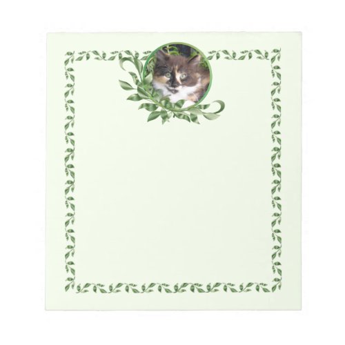 Calico Kitten Garden Green Notepad