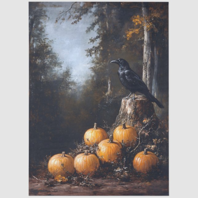 Calico Kitten Sitting Among Fall Leaves Decoupage Tissue Paper (Front)