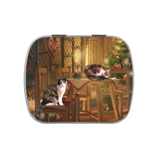 Calico kitties Christmas Candy Tin (Top)