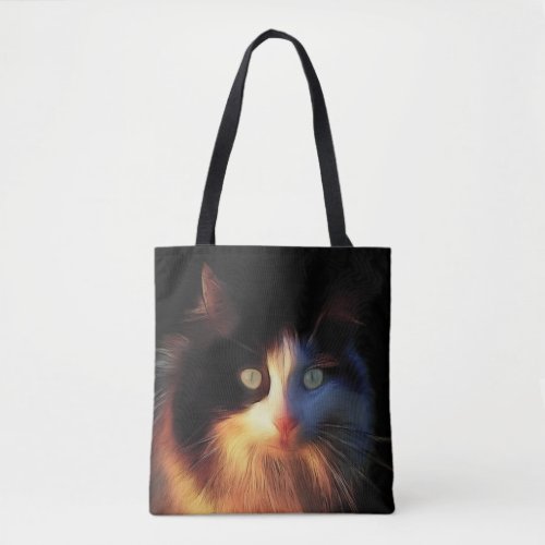 Calico kitty cat face tote bag