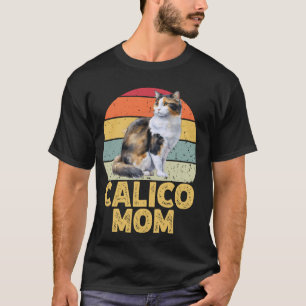 Calico Mom Funny Vintage Cat Lover Retro Sunset Pe T-Shirt