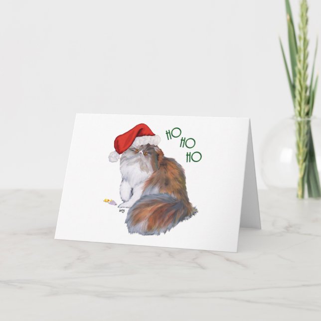 Calico Persian Cat Christmas Holiday Card (Front)