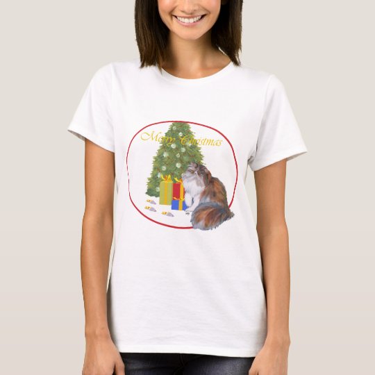 Calico Persian Cat Christmas T-Shirt