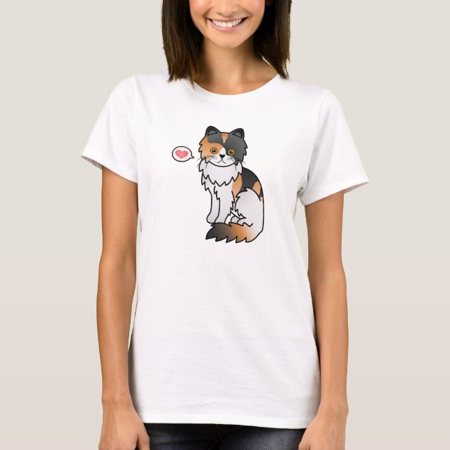 Calico Persian Cat Love T-Shirt (Front)