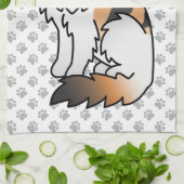 Calico Persian Cute Cartoon Cat Illustration Kitchen Towel (Folded)