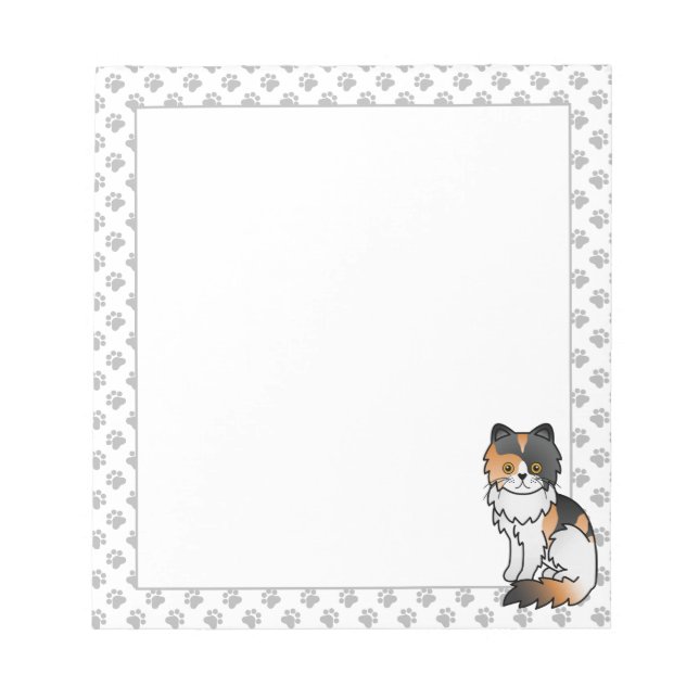 Calico Persian Cute Cartoon Cat Illustration Notepad (Front)