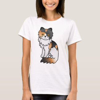 Calico Persian Cute Cartoon Cat Illustration T-Shirt