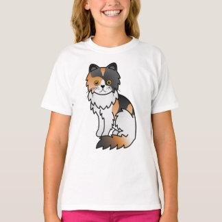 Calico Persian Cute Cartoon Cat Illustration T-Shirt