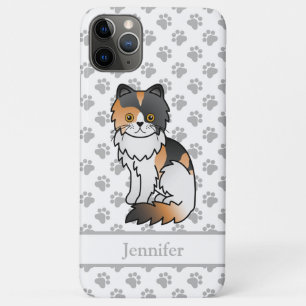 Calico Persian Cute Cartoon Cat & Name iPhone 11 Pro Max Case