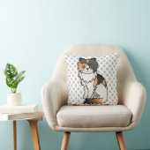 Calico Persian Cute Cartoon Cat & Paws Throw Pillow (Chair)