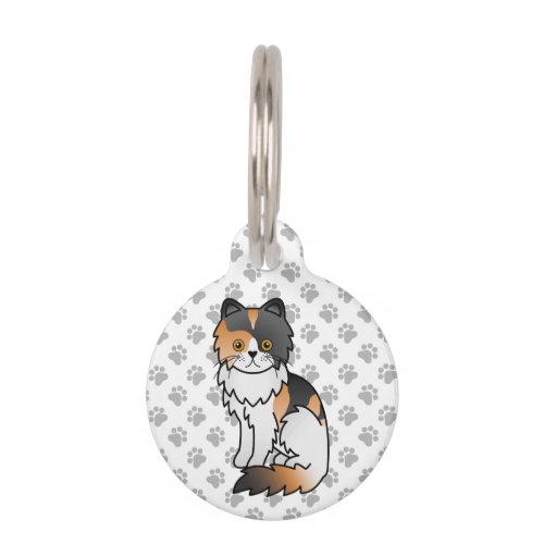 Calico Persian Cute Cartoon Cat  Pets Info Pet ID Tag