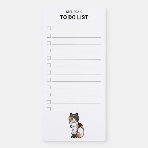Calico Persian Cute Cartoon Cat To Do List  Name Magnetic Notepad
