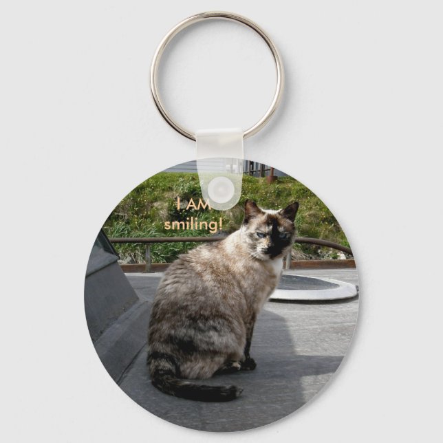 Calico Siamese Cat on Unalaska Island Keychain (Front)