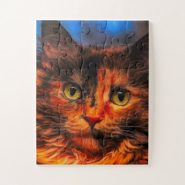 CALICO TORTIA CAT JIGSAW PUZZLE (Vertical)