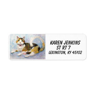 CALICO TORTIE CAT RETURN ADDRESS LABELS
