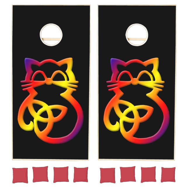 Calico Trinity Knot Celtic Cat Cornhole Set (Set)