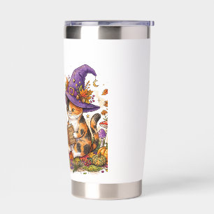 Calico Witch Cat Deciphering Spells - Magic Forest Insulated Tumbler