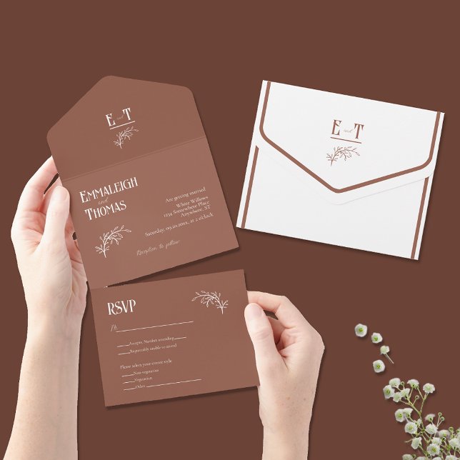 Caliente Cocoa Simple Modern Wedding All In One Invitation (Creator Uploaded)