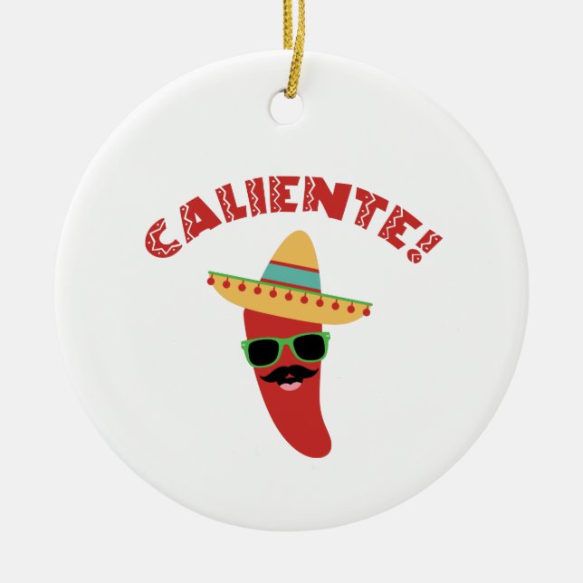 Caliente Pepper Ceramic Ornament (Front)