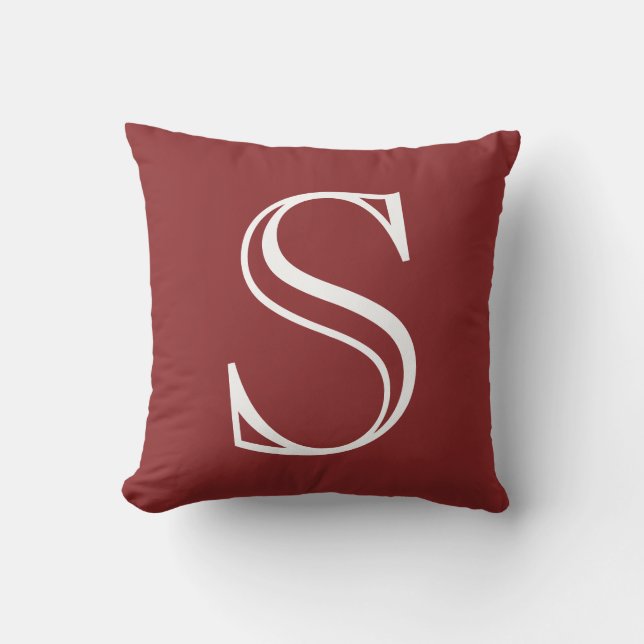 Caliente Red Custom Initial Throw Pillow (Front)