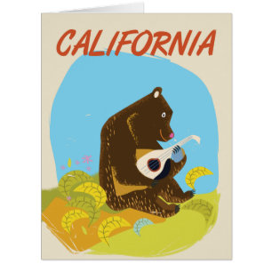 Californai Bear vintage cartoon travel poster Cards
