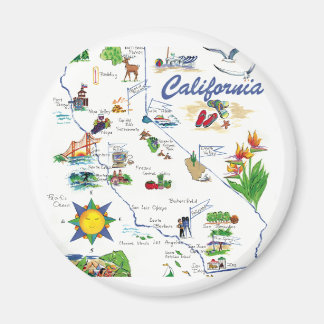 Californai Map round magnet