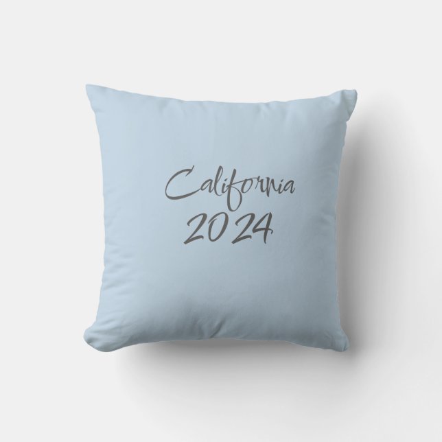 California 2024 blue typographic throw pillow (Front)