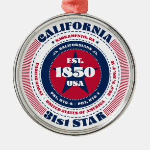 California 31st State Christmas Ornament
