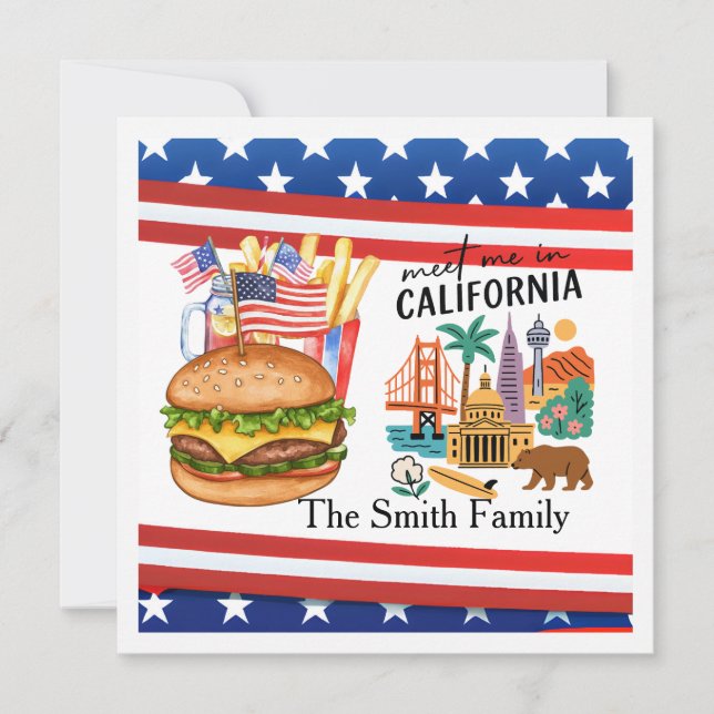 California 4th July  Independence Day party   Invitation (Front)