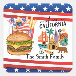 California 4th July Independence Day party Square Sticker
